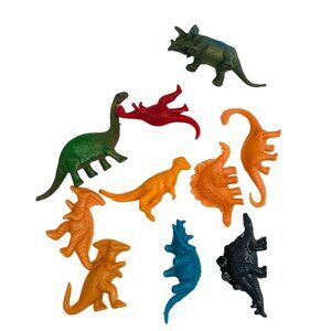 Assorted Dinosaur Toys Set Of 10 - Plastic Mini Figures - Educational & Fun For